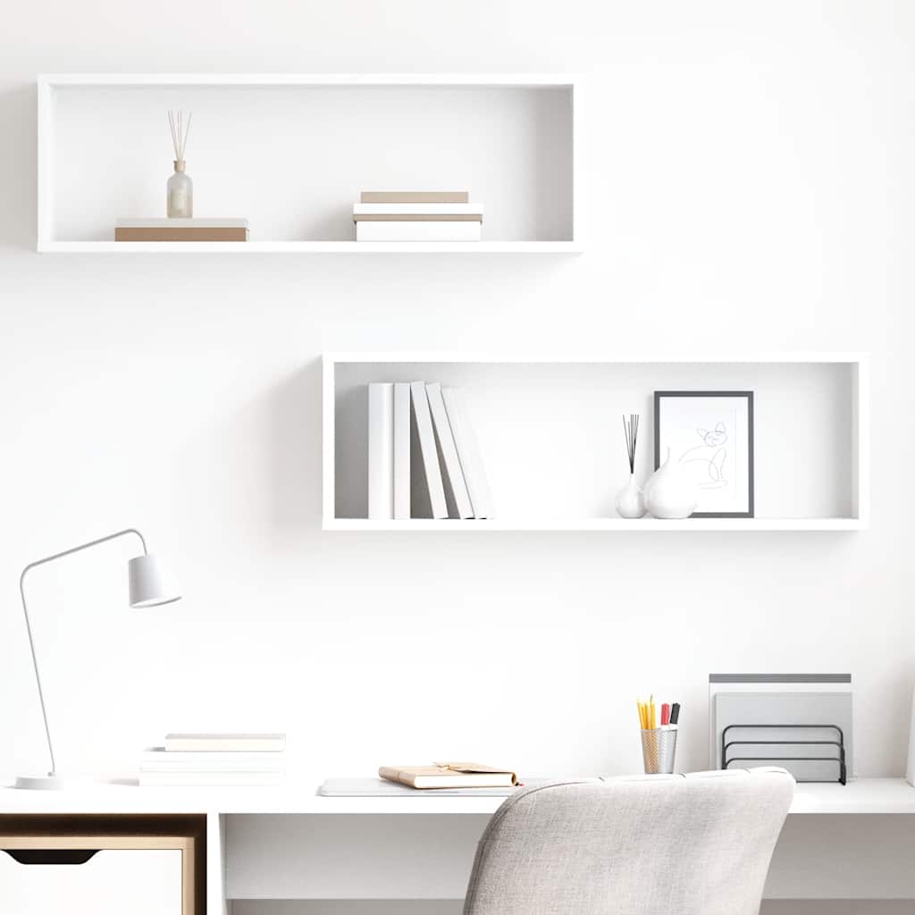 vidaXL Wall Cube Shelf 2 pcs White 80x15x26.5 cm Engineered Wood