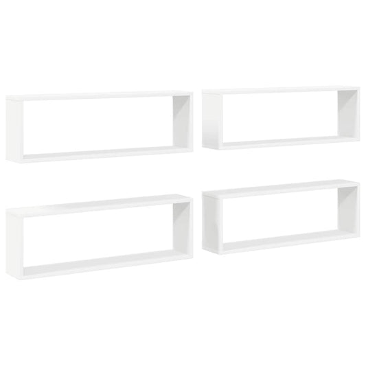 vidaXL Wall Cube Shelf 4 pcs White 80x15x26.5 cm Engineered Wood