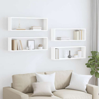 vidaXL Wall Cube Shelf 4 pcs White 80x15x26.5 cm Engineered Wood