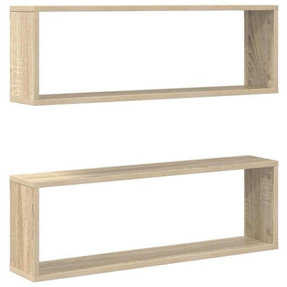 vidaXL Wall Cube Shelf 2 pcs Sonoma Oak 80x15x26.5 cm Engineered Wood