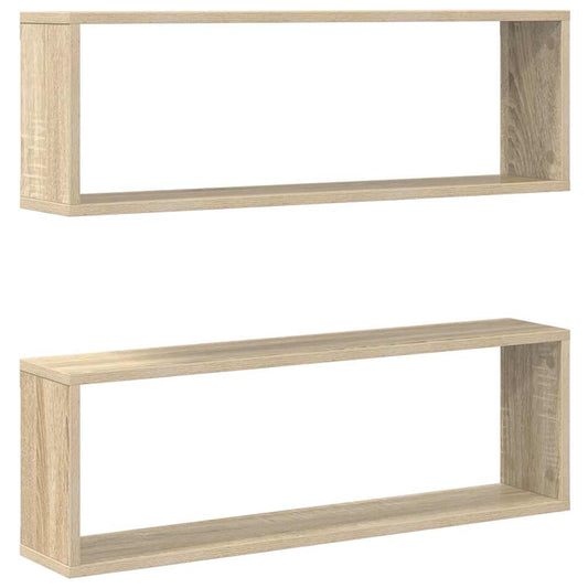 vidaXL Wall Cube Shelf 2 pcs Sonoma Oak 80x15x26.5 cm Engineered Wood