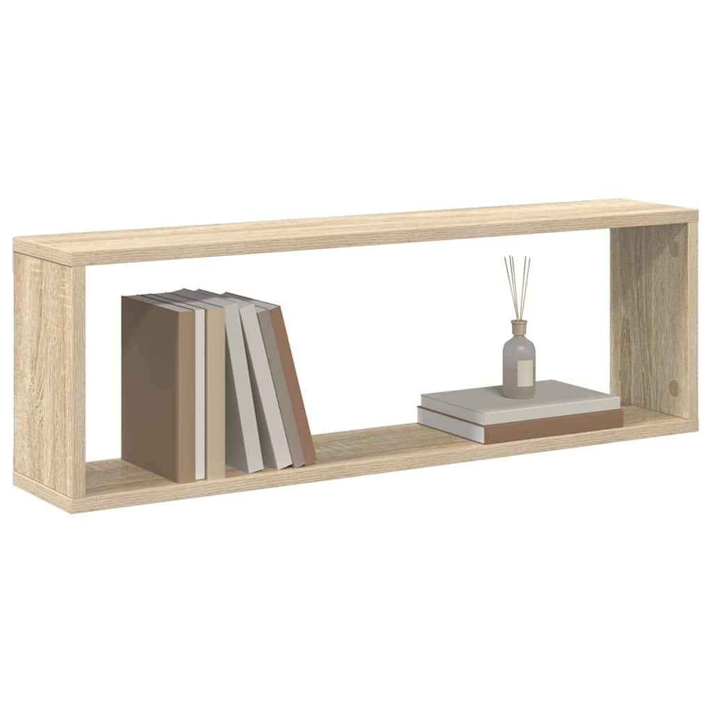 vidaXL Wall Cube Shelf 2 pcs Sonoma Oak 80x15x26.5 cm Engineered Wood