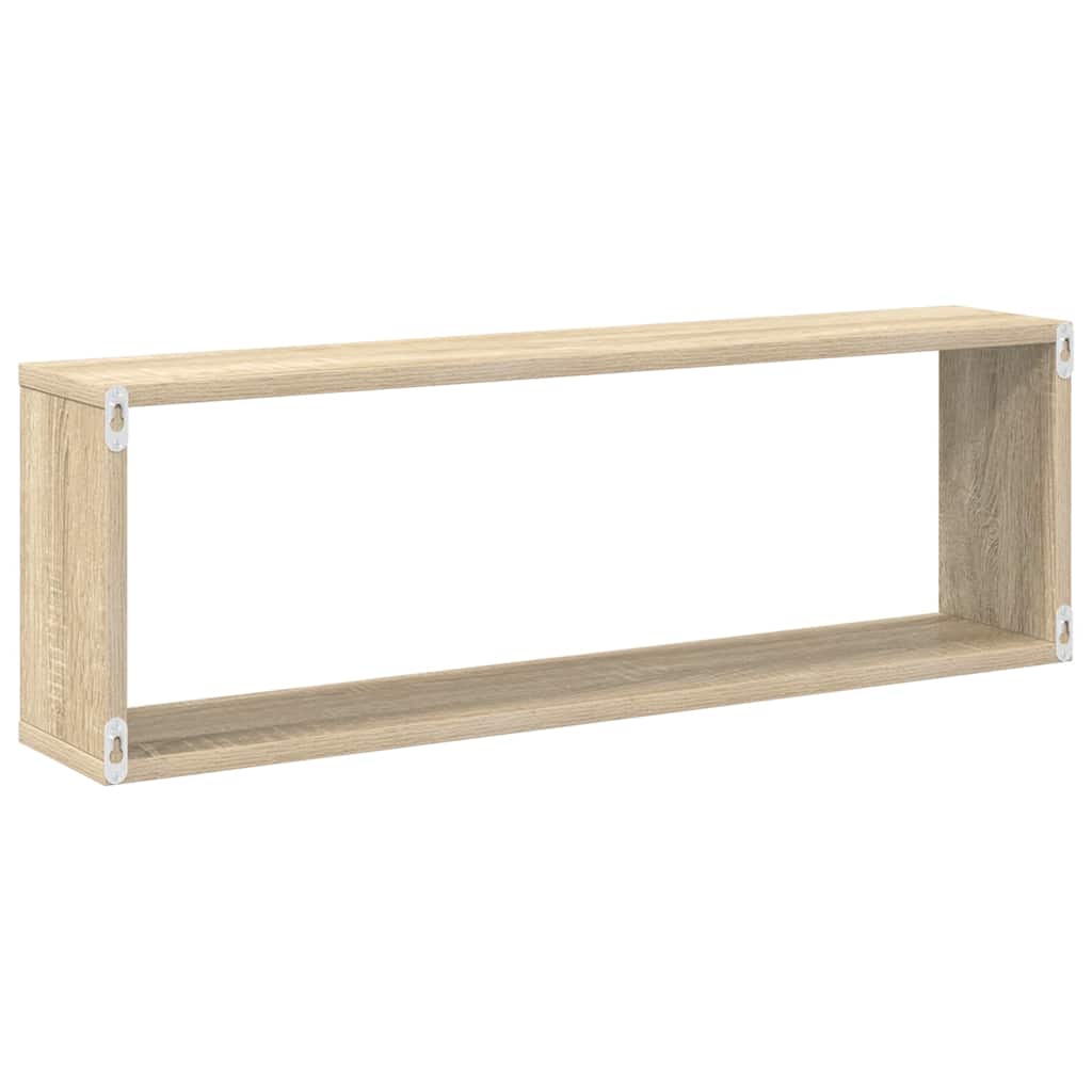 vidaXL Wall Cube Shelf 2 pcs Sonoma Oak 80x15x26.5 cm Engineered Wood