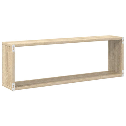 vidaXL Wall Cube Shelf 2 pcs Sonoma Oak 80x15x26.5 cm Engineered Wood