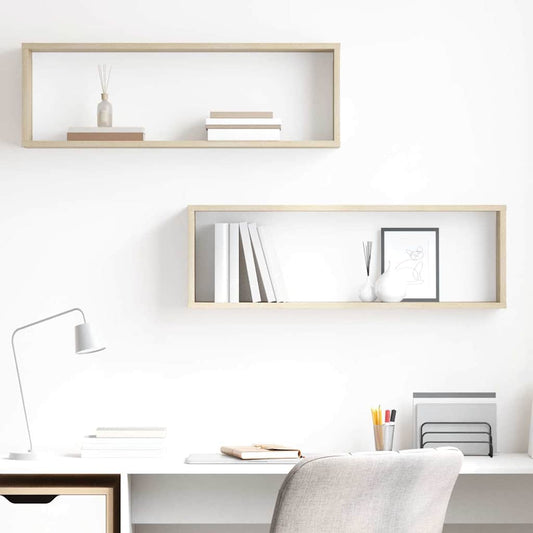 vidaXL Wall Cube Shelf 2 pcs Sonoma Oak 80x15x26.5 cm Engineered Wood