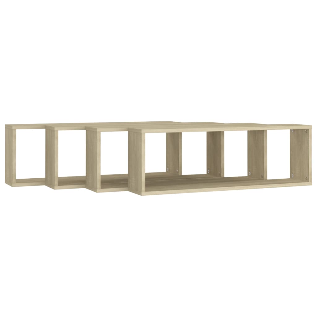 vidaXL Wall Cube Shelf 4 pcs Sonoma Oak 80x15x26.5 cm Engineered Wood