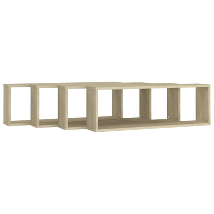 vidaXL Wall Cube Shelf 4 pcs Sonoma Oak 80x15x26.5 cm Engineered Wood