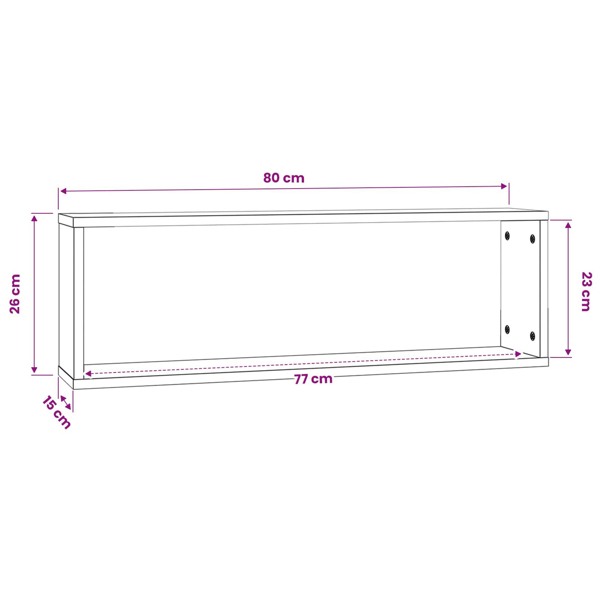 vidaXL Wall Cube Shelves 2 pcs Concrete Grey 80x15x26.5 cm