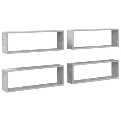vidaXL Wall Cube Shelf 4 pcs Concrete Grey 80x15x26.5 cm Engineered Wood