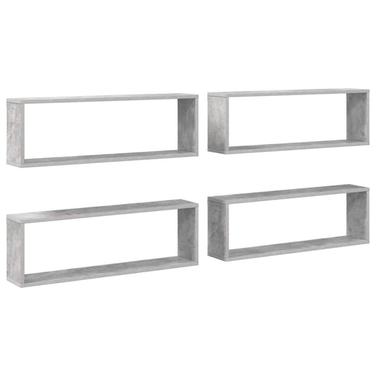 vidaXL Wall Cube Shelf 4 pcs Concrete Grey 80x15x26.5 cm Engineered Wood