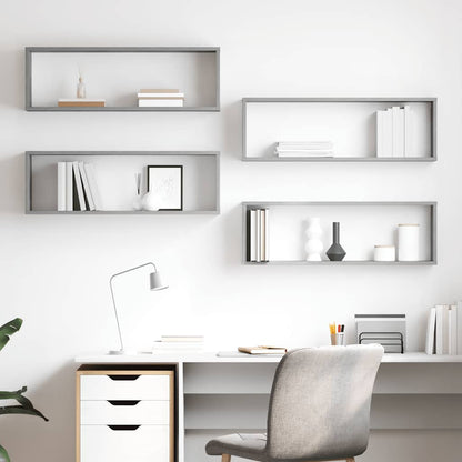 vidaXL Wall Cube Shelf 4 pcs Concrete Grey 80x15x26.5 cm Engineered Wood
