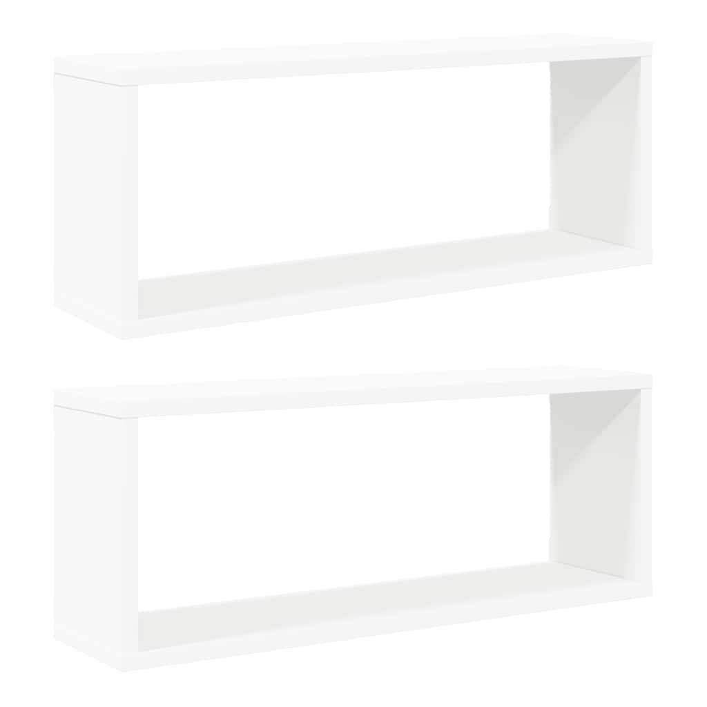 vidaXL Wall Cube Shelf 2 pcs White 60x15x23 cm Engineered Wood