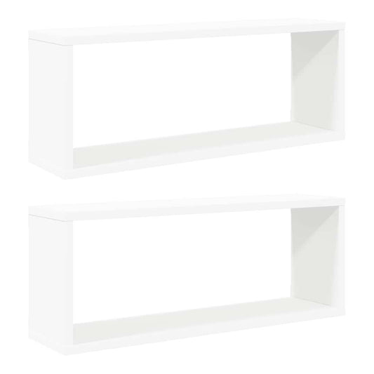 vidaXL Wall Cube Shelf 2 pcs White 60x15x23 cm Engineered Wood