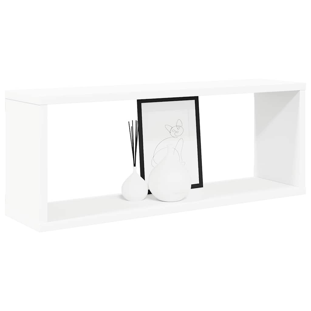 vidaXL Wall Cube Shelf 2 pcs White 60x15x23 cm Engineered Wood