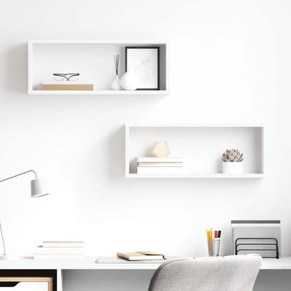 vidaXL Wall Cube Shelf 2 pcs White 60x15x23 cm Engineered Wood