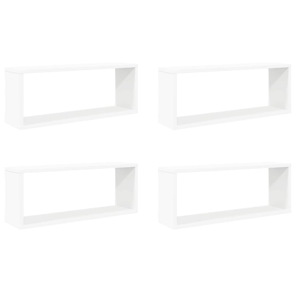 807134 vidaXL Wall Cube Shelves 4 pcs White 60x15x23 cm Engineered Wood