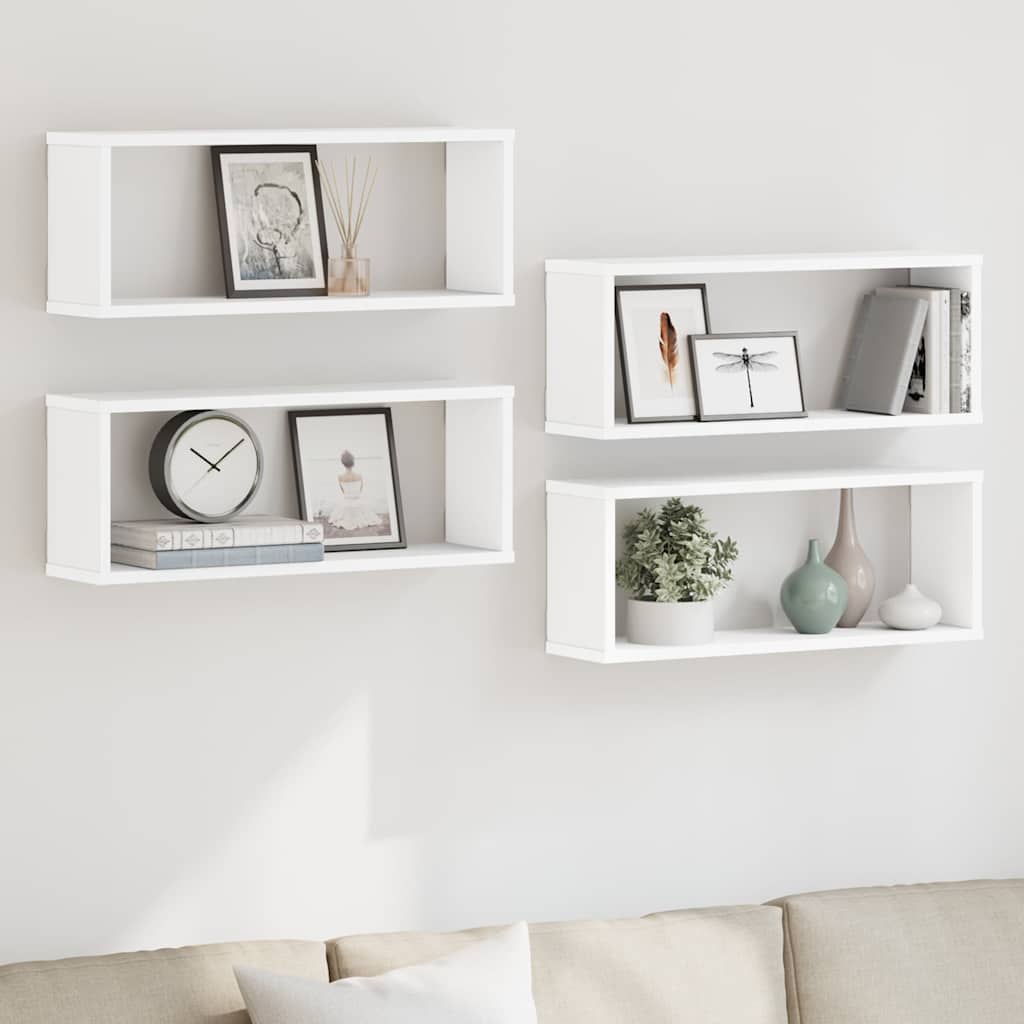 807134 vidaXL Wall Cube Shelves 4 pcs White 60x15x23 cm Engineered Wood