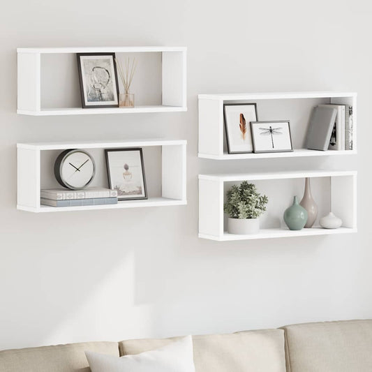 807134 vidaXL Wall Cube Shelves 4 pcs White 60x15x23 cm Engineered Wood