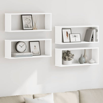 vidaXL Wall Shelf | Set of 4 | White | Engineered wood | 60 cm x 15 cm x 23 cm