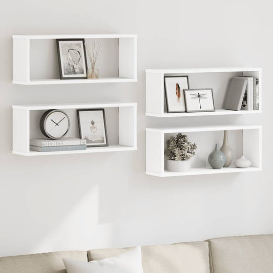 vidaXL Wall Shelf | Set of 4 | White | Engineered wood | 60 cm x 15 cm x 23 cm