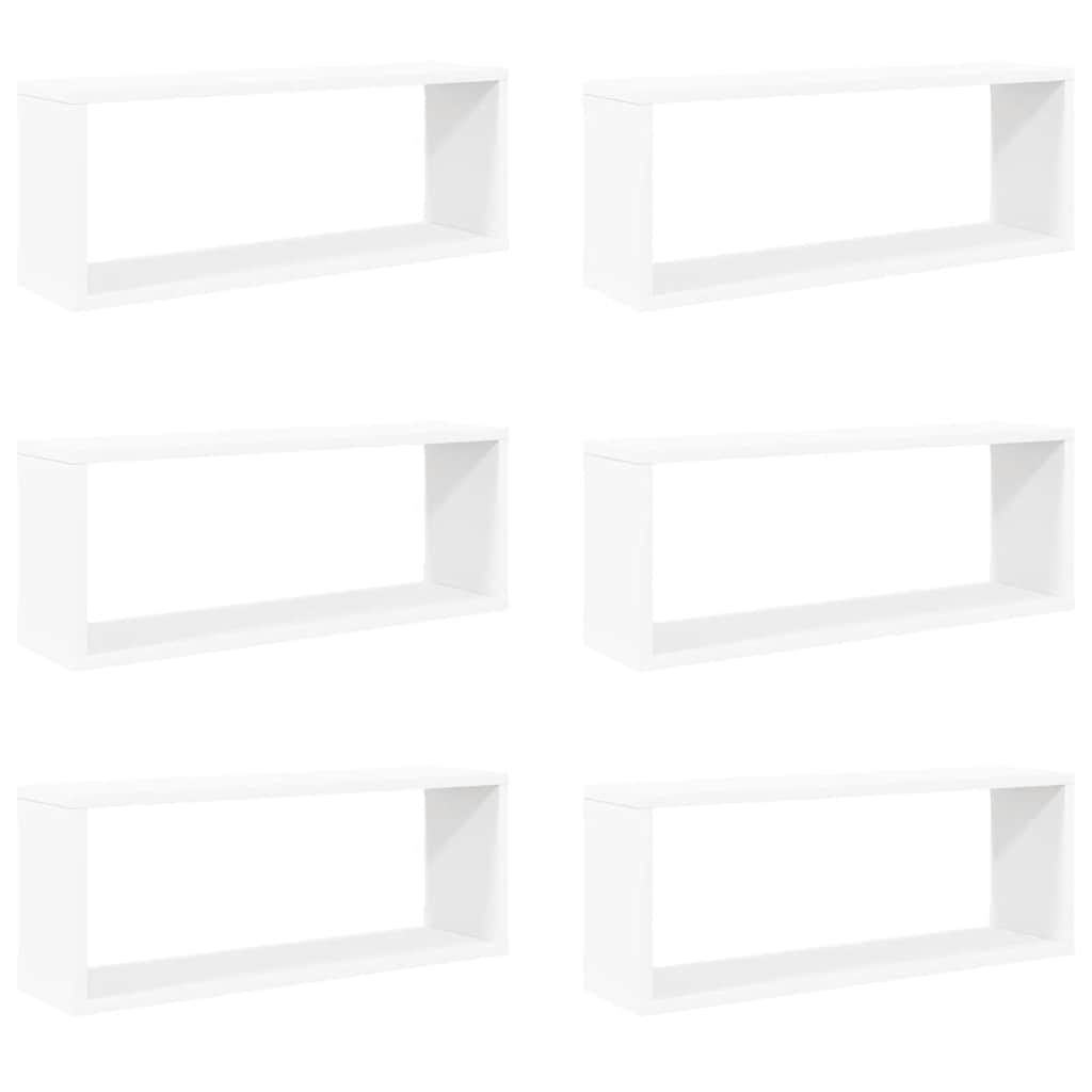 vidaXL Wall Shelf | Set of 6 | White | Engineered wood | Medium | Wall mounting