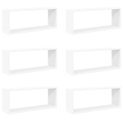 vidaXL Wall Shelf | Set of 6 | White | Engineered wood | Medium | Wall mounting