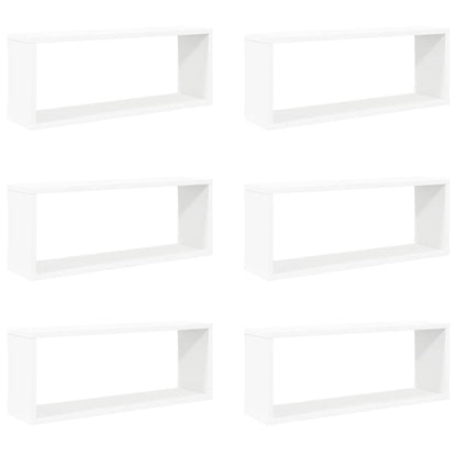 807135 vidaXL Wall Cube Shelves 6 pcs White 60x15x23 cm Engineered Wood