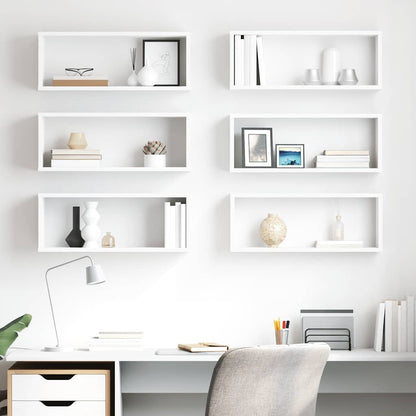 vidaXL Wall Shelf | Set of 6 | White | Engineered wood | Medium | Wall mounting