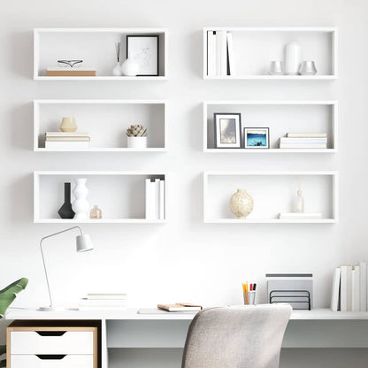 807135 vidaXL Wall Cube Shelves 6 pcs White 60x15x23 cm Engineered Wood