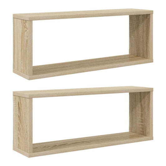807142 vidaXL Wall Cube Shelves 2 pcs Sonoma Oak 60x15x23 cm Engineered Wood