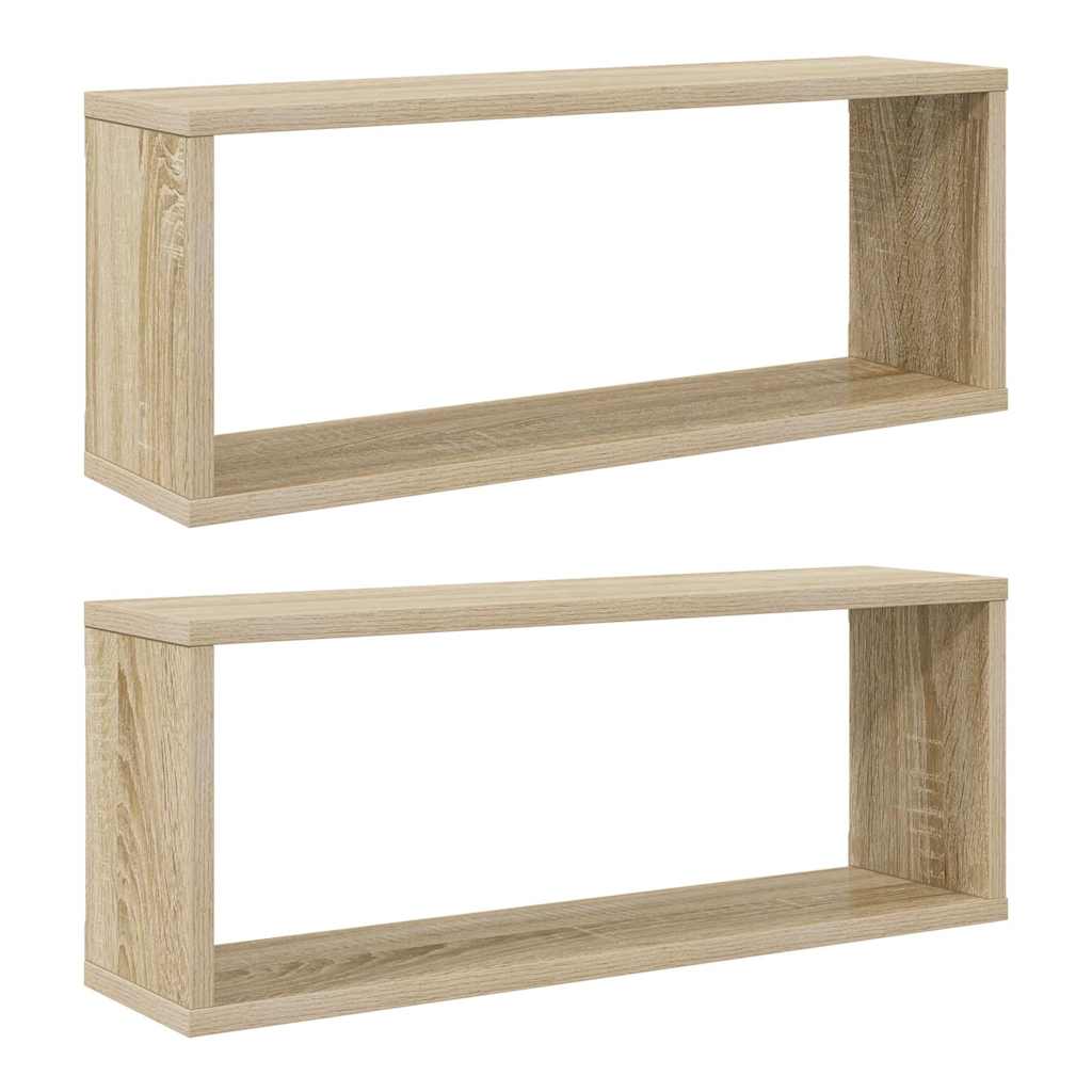 vidaXL Wall Cube Shelf 2 pcs Sonoma Oak 60x15x23 cm Engineered Wood
