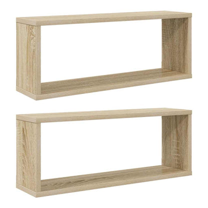 vidaXL Wall Cube Shelf 2 pcs Sonoma Oak 60x15x23 cm Engineered Wood