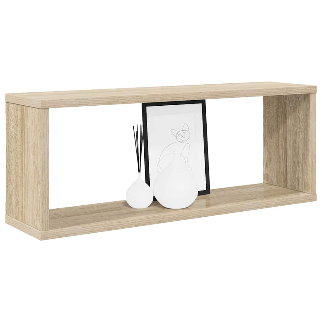 807142 vidaXL Wall Cube Shelves 2 pcs Sonoma Oak 60x15x23 cm Engineered Wood