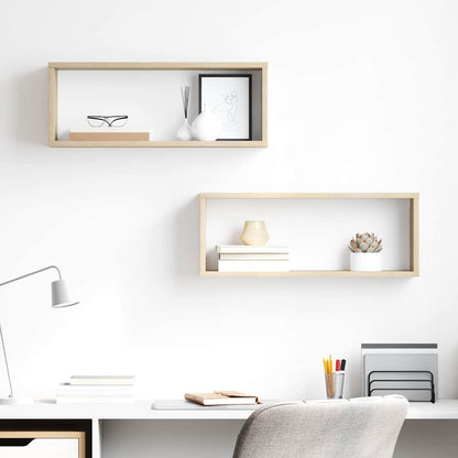 807142 vidaXL Wall Cube Shelves 2 pcs Sonoma Oak 60x15x23 cm Engineered Wood