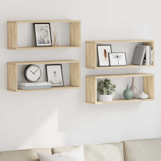 807143 vidaXL Wall Cube Shelves 4 pcs Sonoma Oak 60x15x23 cm Engineered Wood