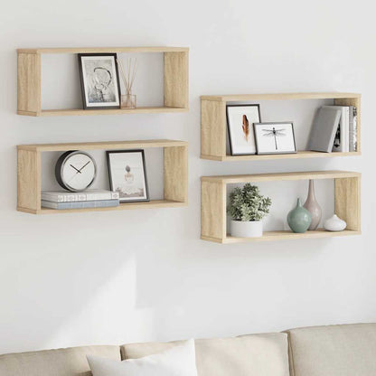 vidaXL Wall Shelf | Set of 4 | Sonoma oak | Engineered wood