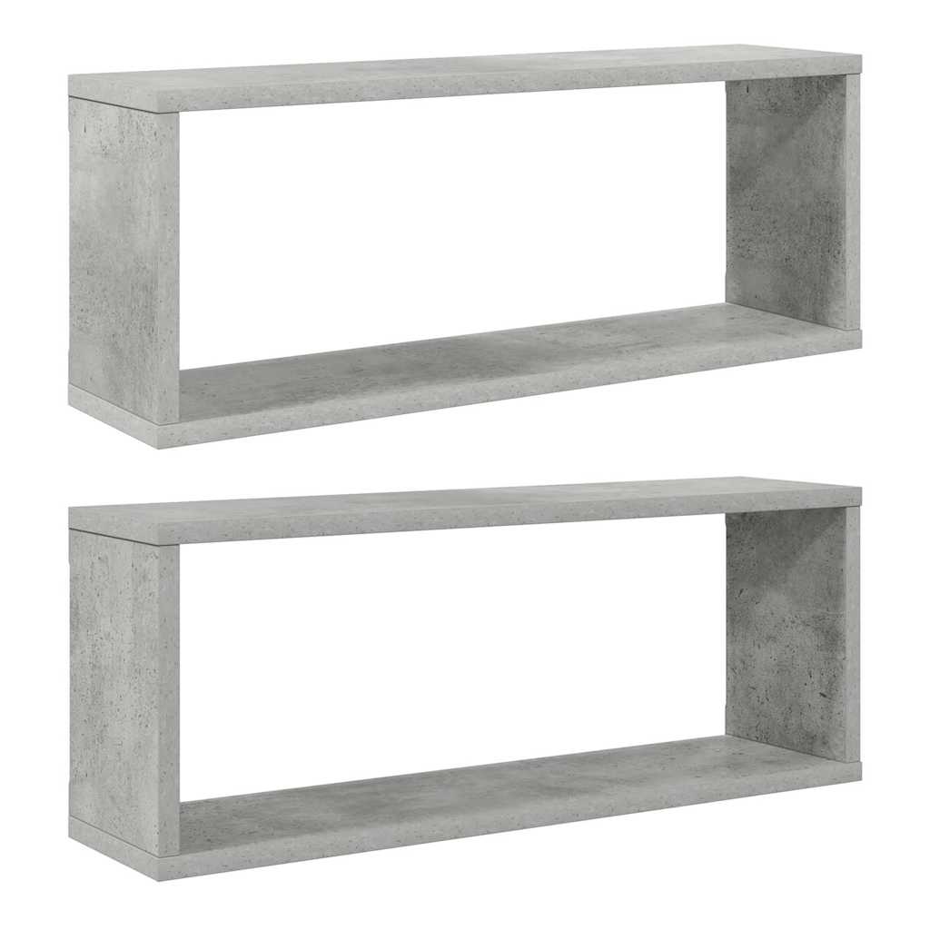 807145 vidaXL Wall Cube Shelves 2 pcs Concrete Grey 60x15x23 cm Engineered Wood