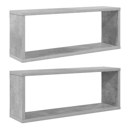 vidaXL Wall Cube Shelf 2 pcs Concrete Grey 60x15x23 cm Engineered Wood