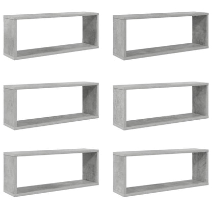 vidaXL Wall Cube Shelf 6 pcs Concrete Grey 60x15x23 cm Engineered Wood