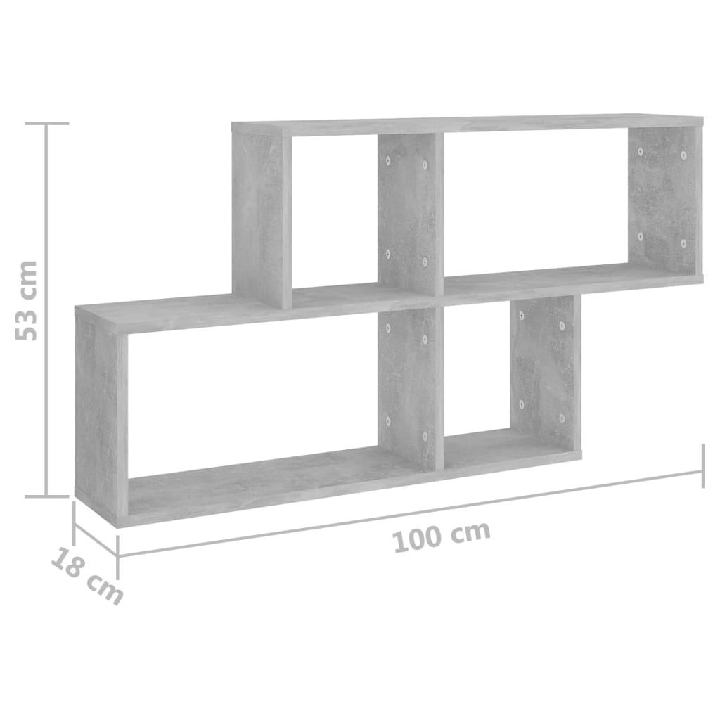 vidaXL Wall Shelf | Concrete grey | Engineered wood | Medium | Wall mounting