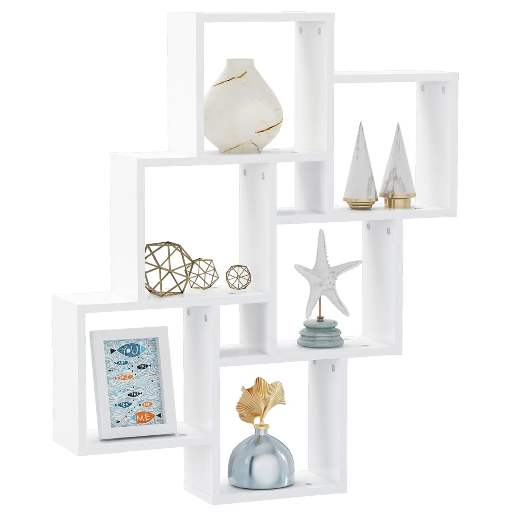 vidaXL Wall Cube Shelf White 78x15x93 cm Engineered Wood