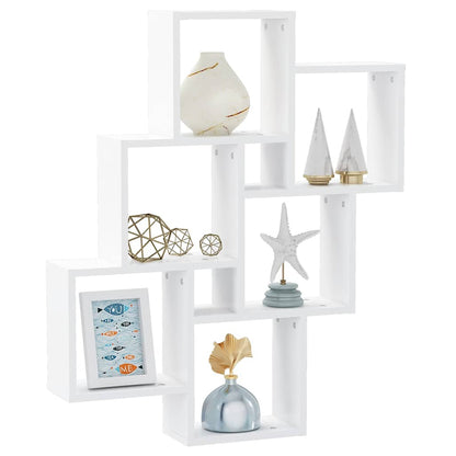 807169 vidaXL Wall Cube Shelf White 78x15x93 cm Engineered Wood