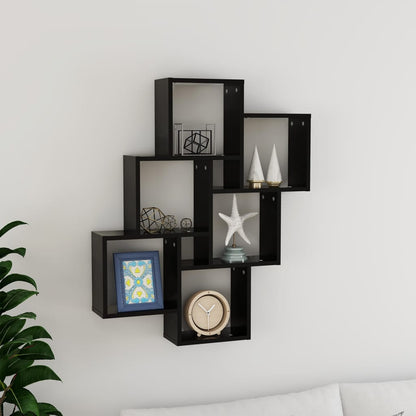 vidaXL Wall Shelf | Black | Engineered Wood | Medium | Wall Shelf | Cubic