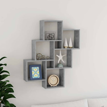 807173 vidaXL Wall Cube Shelf Concrete Grey 78x15x93 cm Engineered Wood