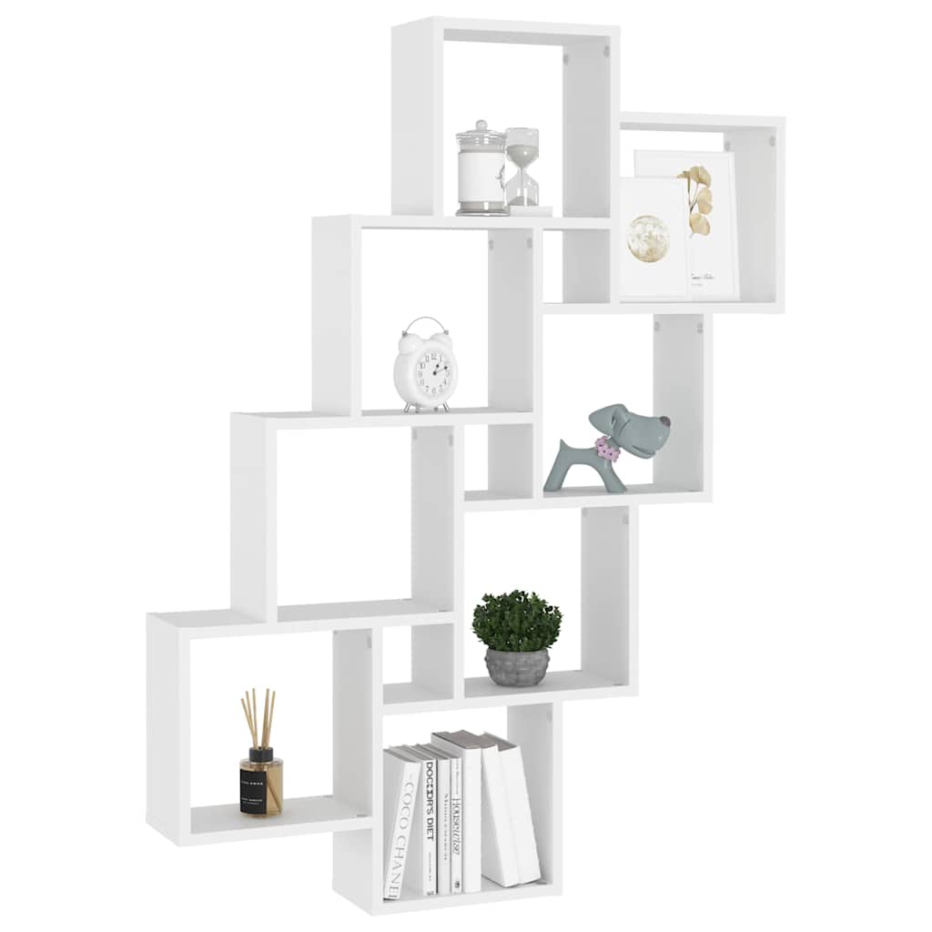 807178 vidaXL Wall Cube Shelf White 90x15x119 cm Engineered Wood