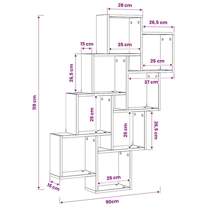 807179 vidaXL Wall Cube Shelf Black 90x15x119 cm Engineered Wood