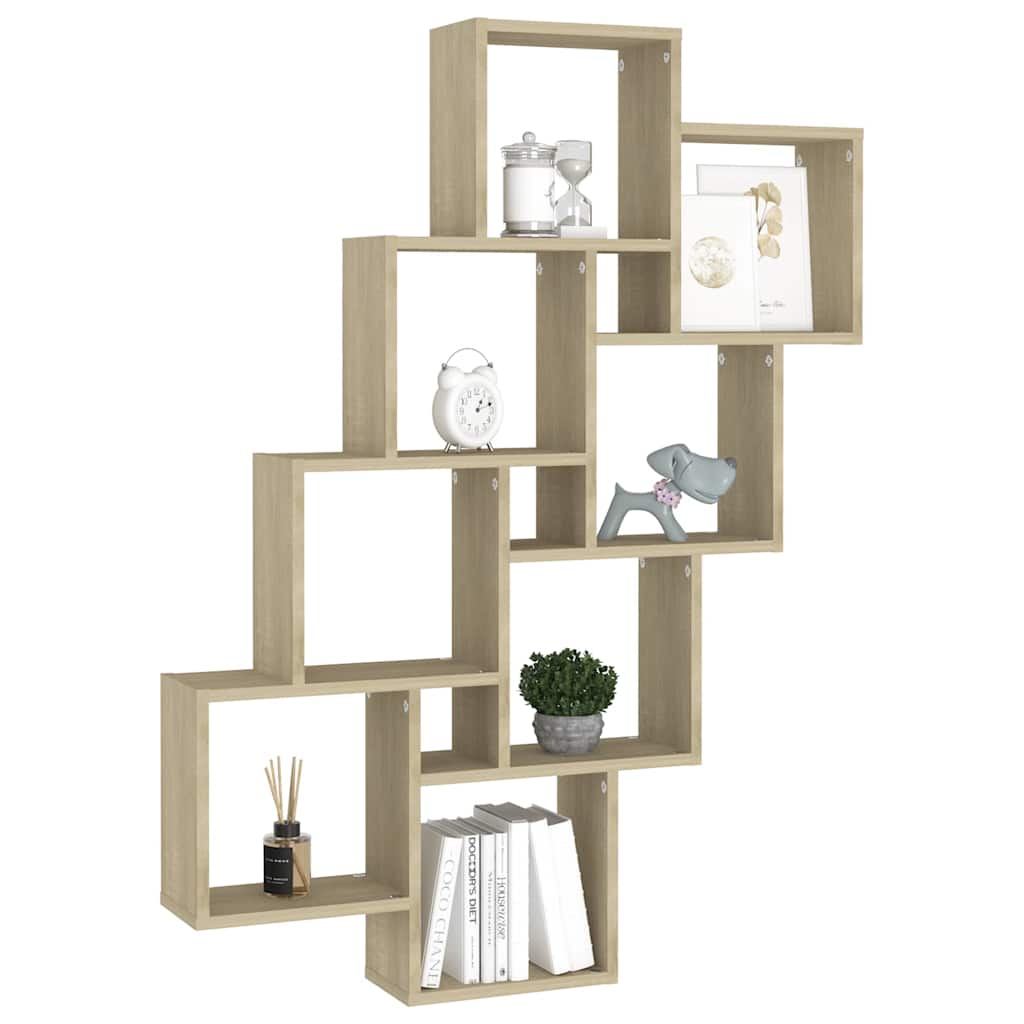 807181 vidaXL Wall Cube Shelf Sonoma Oak 90x15x119 cm Engineered Wood