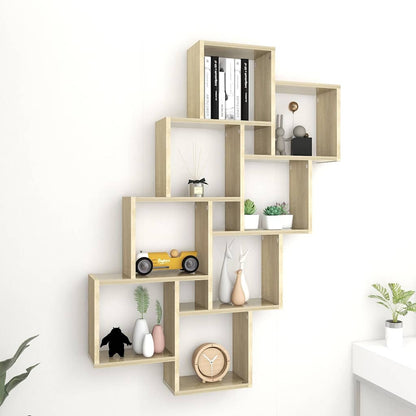 807181 vidaXL Wall Cube Shelf Sonoma Oak 90x15x119 cm Engineered Wood