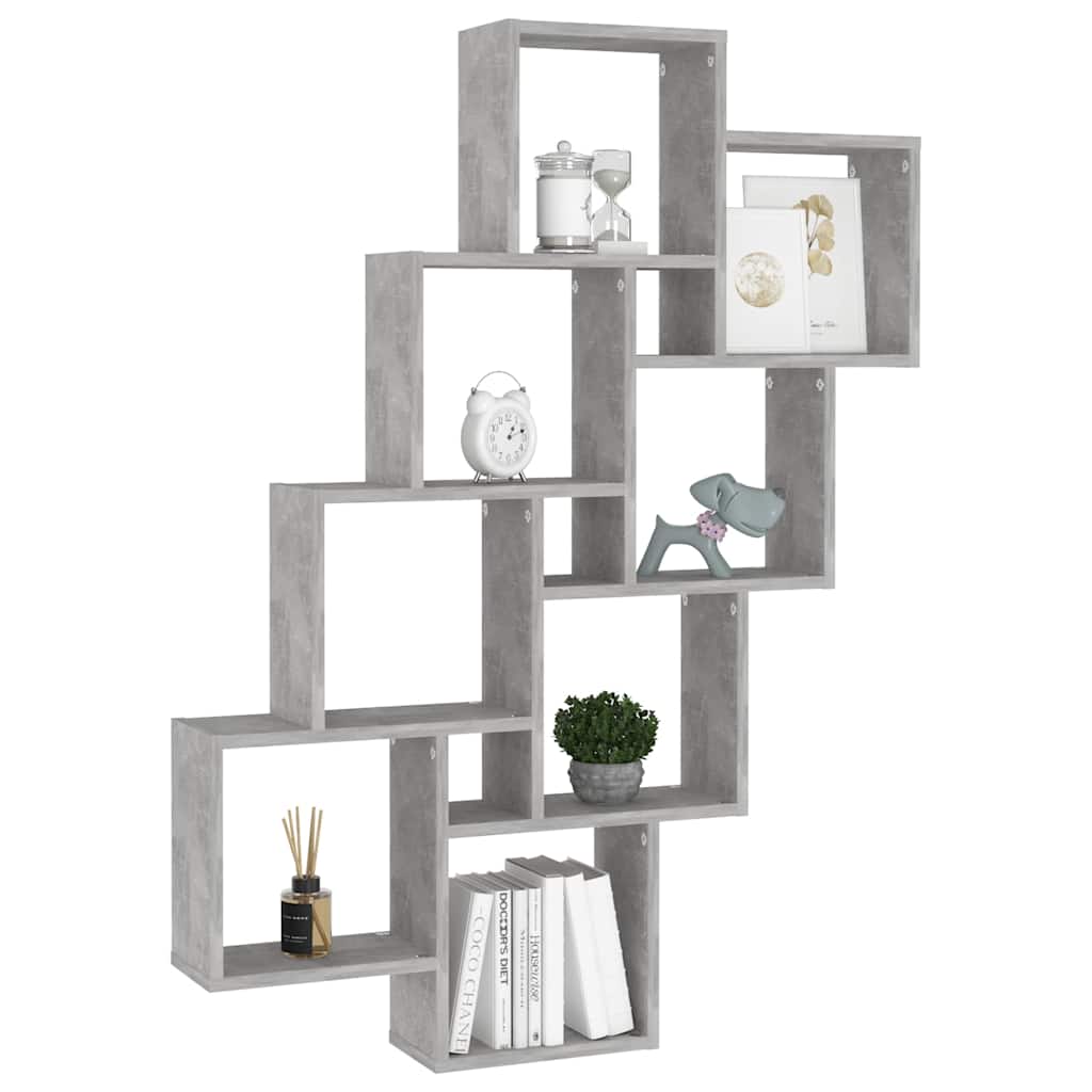 807182 vidaXL Wall Cube Shelf Concrete Grey 90x15x119 cm Engineered Wood