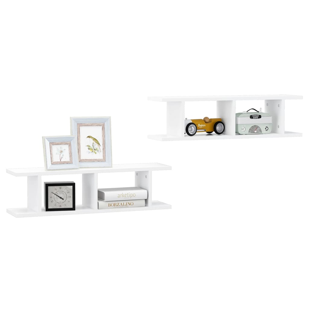vidaXL Wall Shelf | Set of 2 | White | Engineered wood | 75x18x20 cm